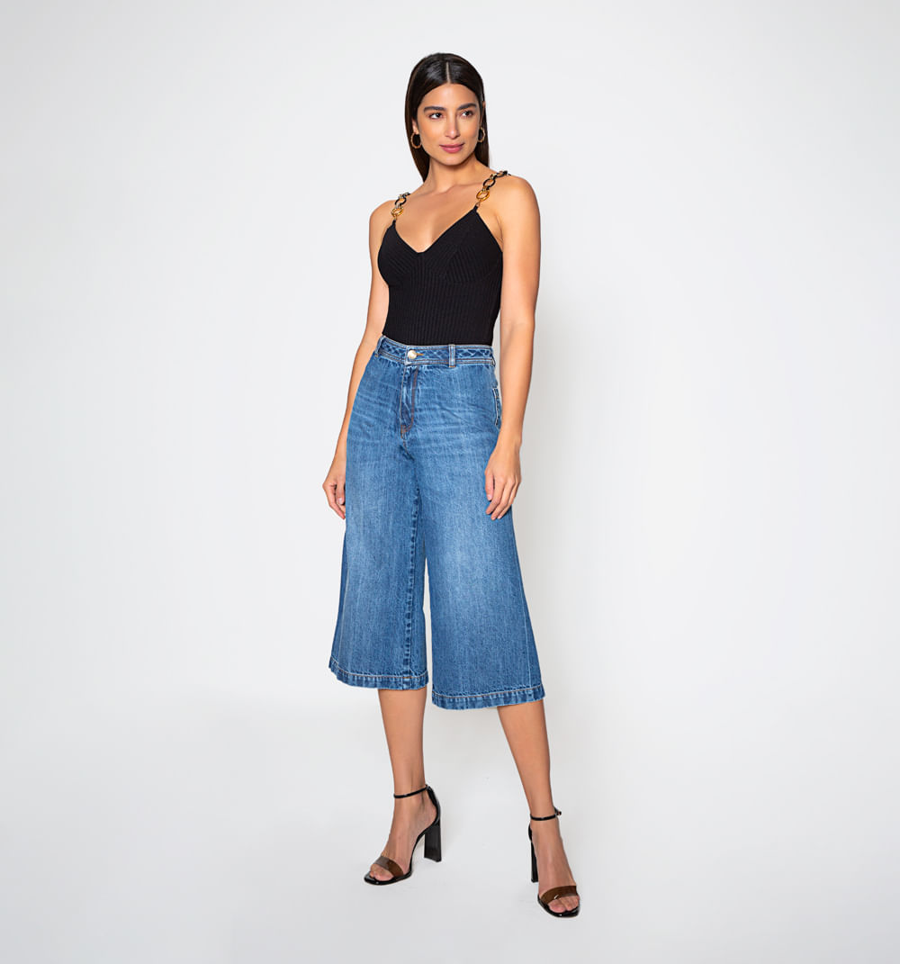 Jean frida cropped tiro alto sin bolsill