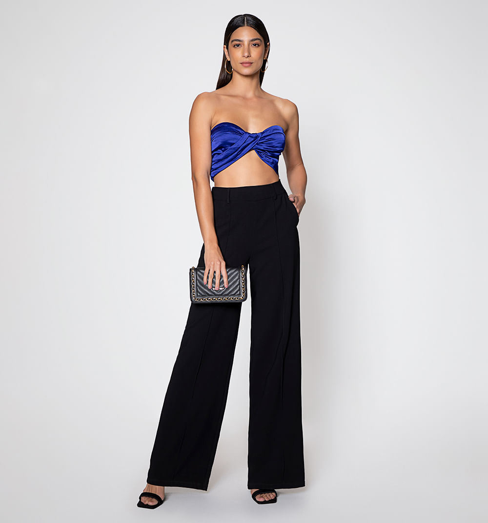 Blusa straple con pliegues