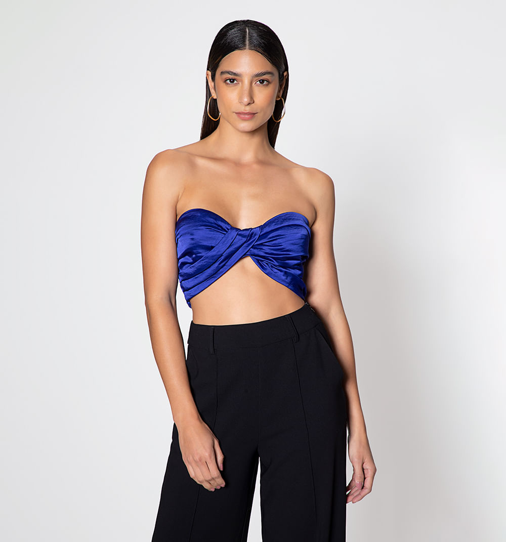 Blusa straple con pliegues
