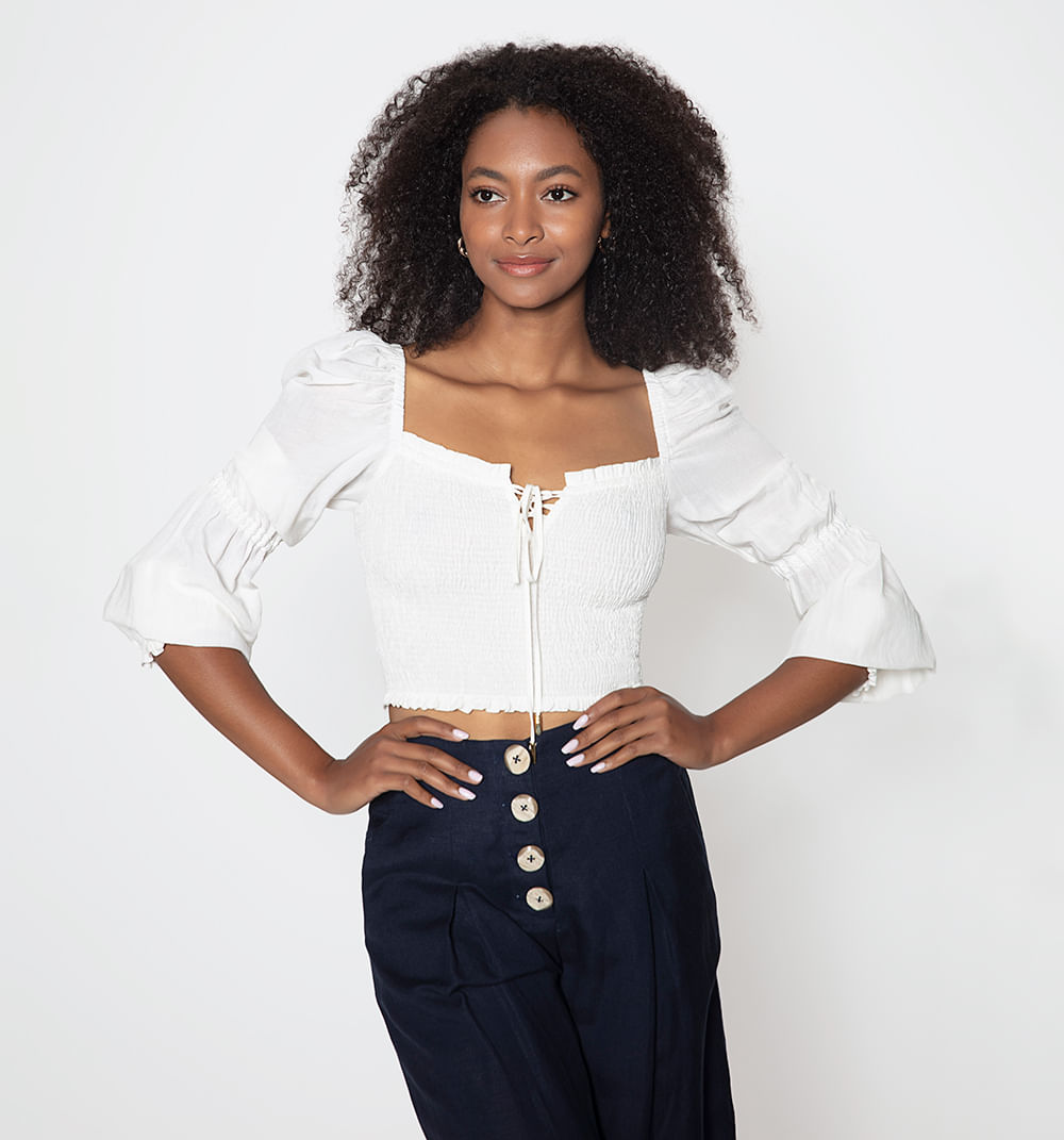 Blusa manga 3/4 con cruce de tiras en de