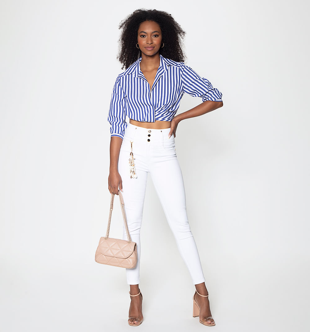 Jean ultraslim, super alto,  pretina anc
