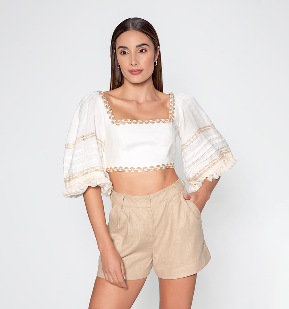 Blusa manga 3/4 con pasamaneria