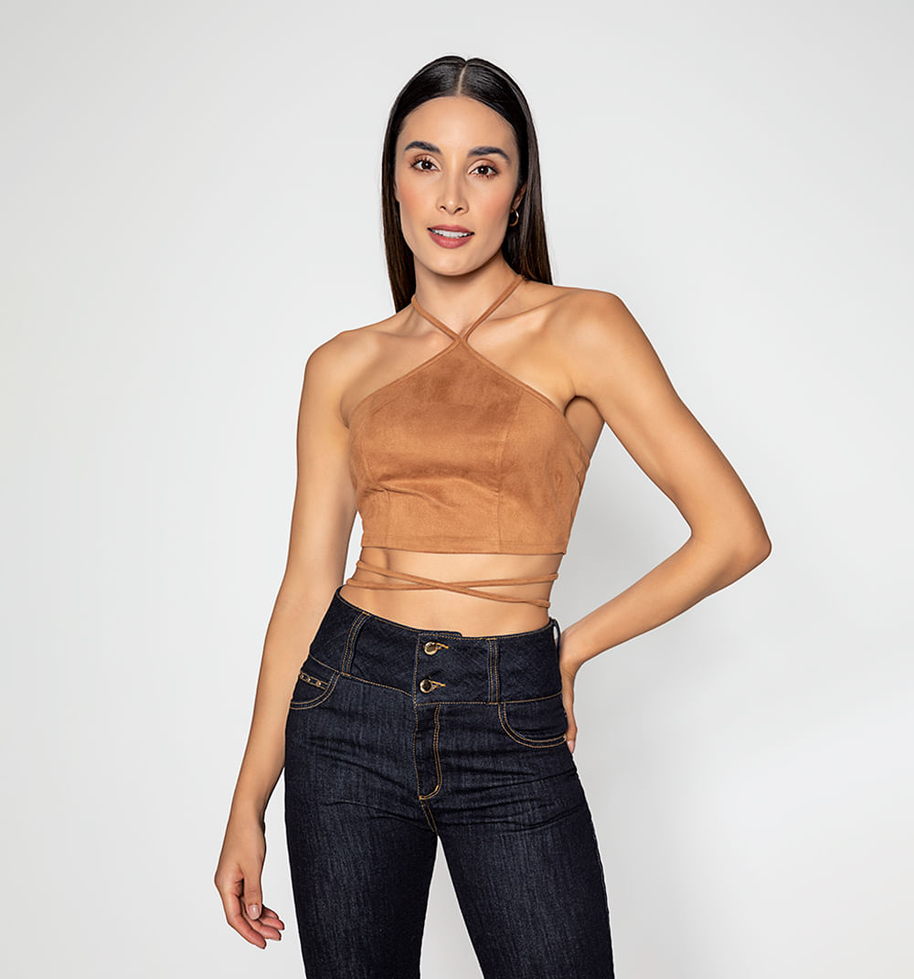 Blusa crop top con tira de amarre