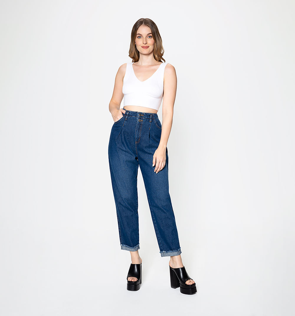 Jean boyfriend con prenses y bota rustic