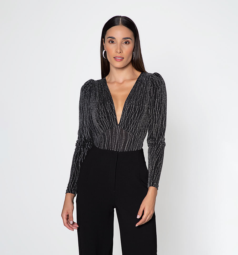 Body frente cruzado en lurex