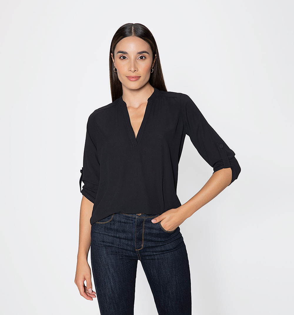 Blusa manga 3/4 con charretera