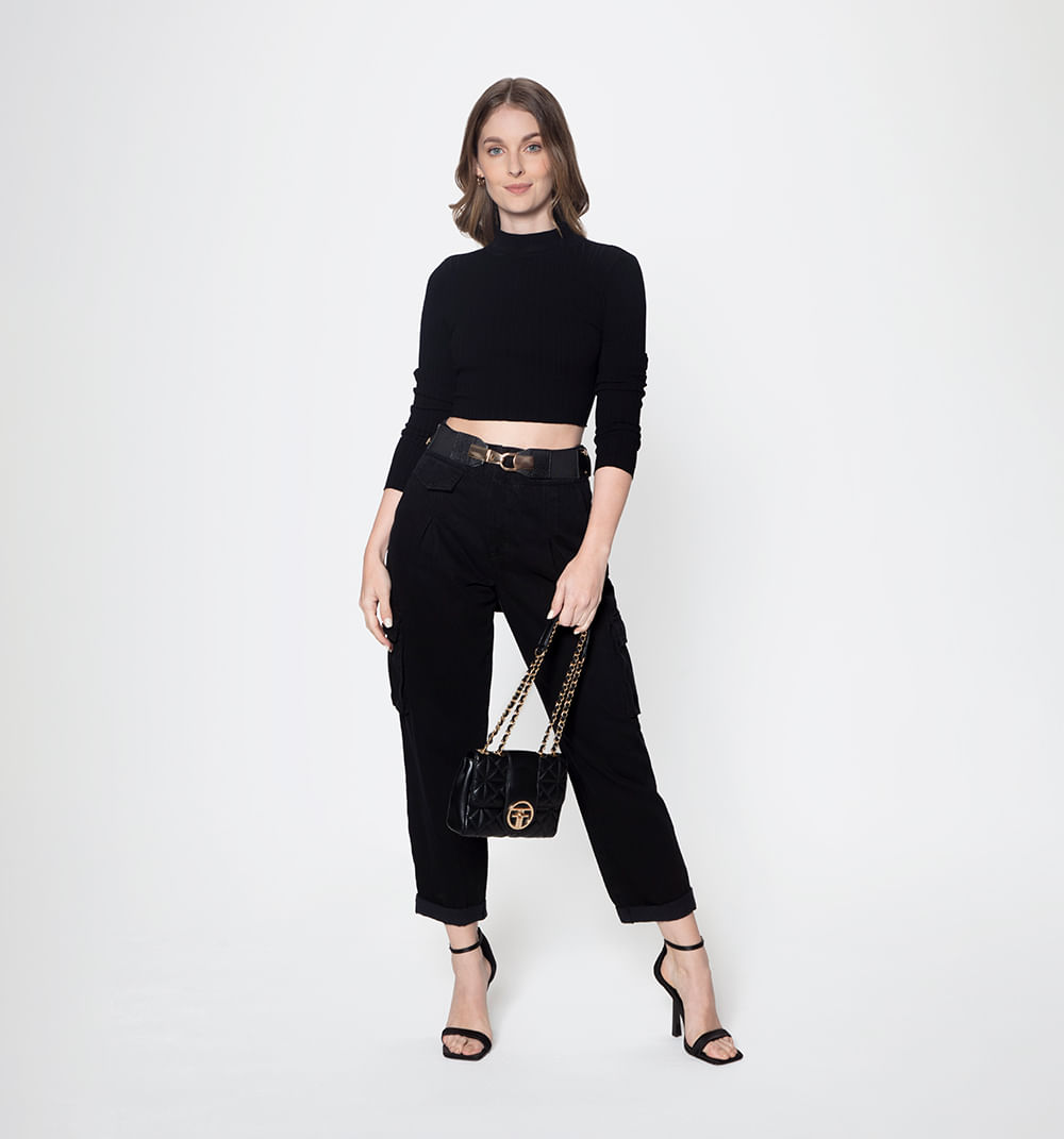 Blusa tejida manga larga con cut out en