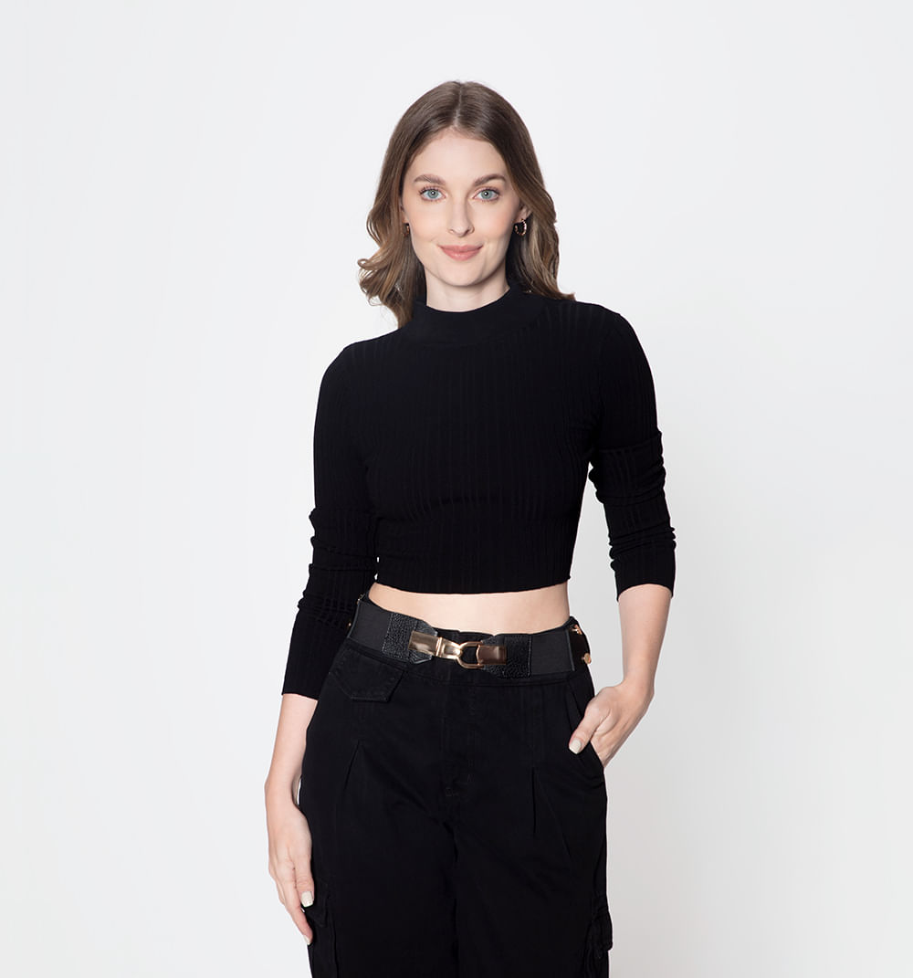 Blusa tejida manga larga con cut out en