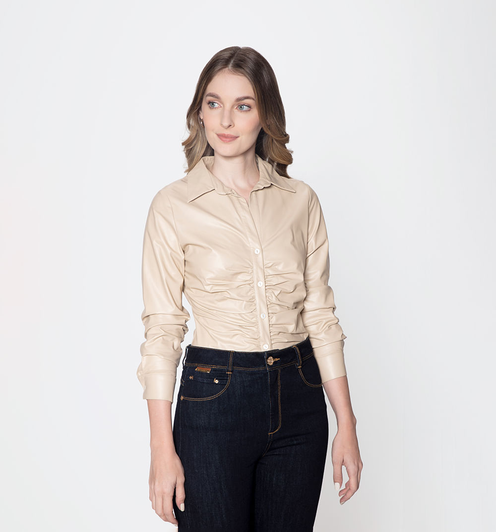 Camisera en pu con frente zurcido