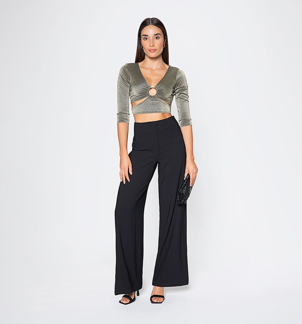 Blusa manga larga con aro en el centro y