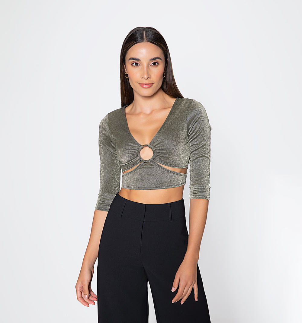 Blusa manga larga con aro en el centro y