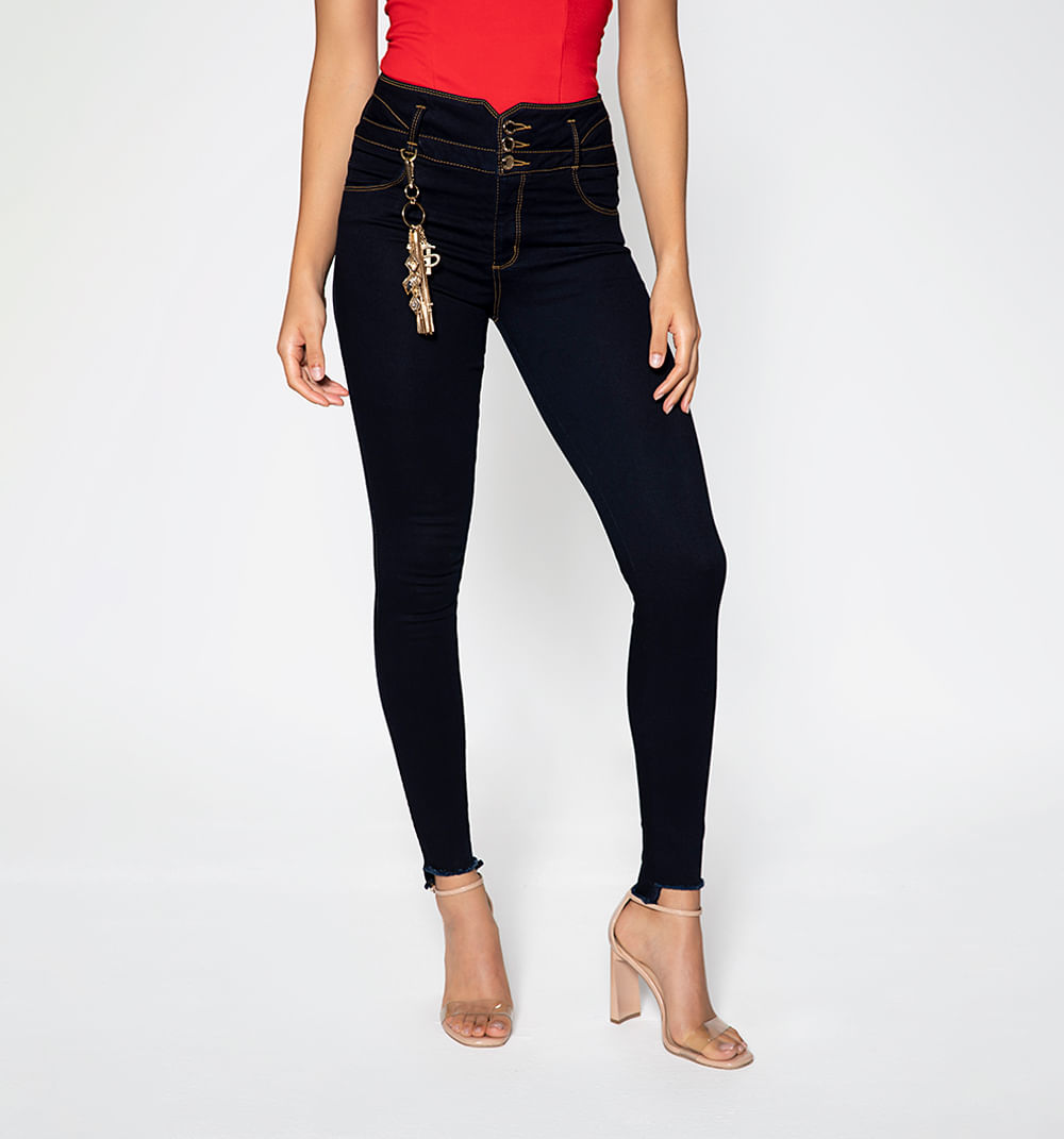 Jean ultraslim  tiro alto pretina ancha