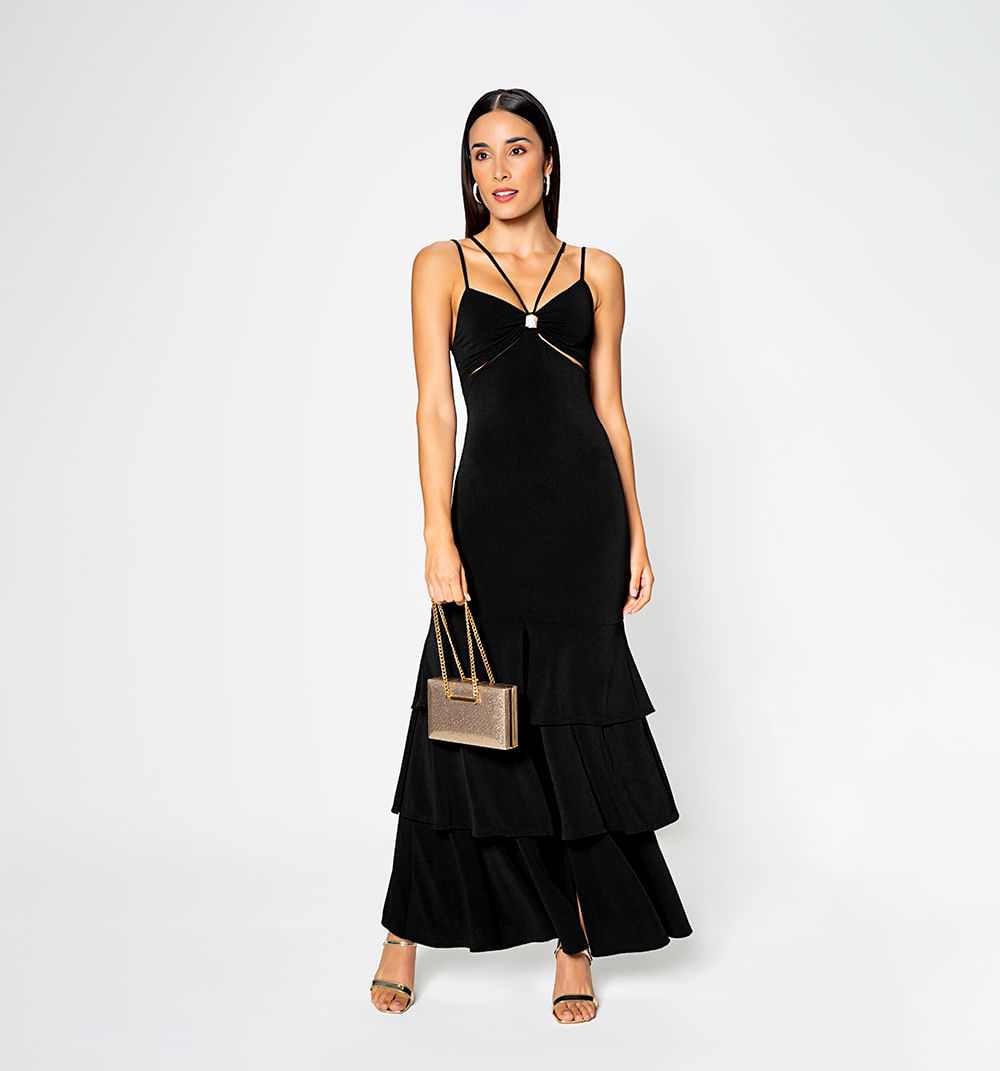 Vestido largo en tiempos con juego de ti