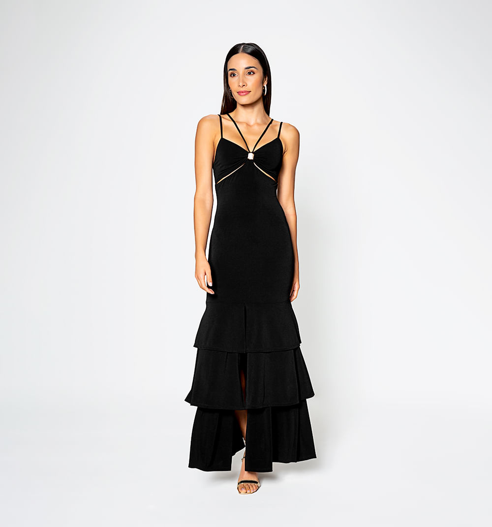 Vestido largo en tiempos con juego de ti