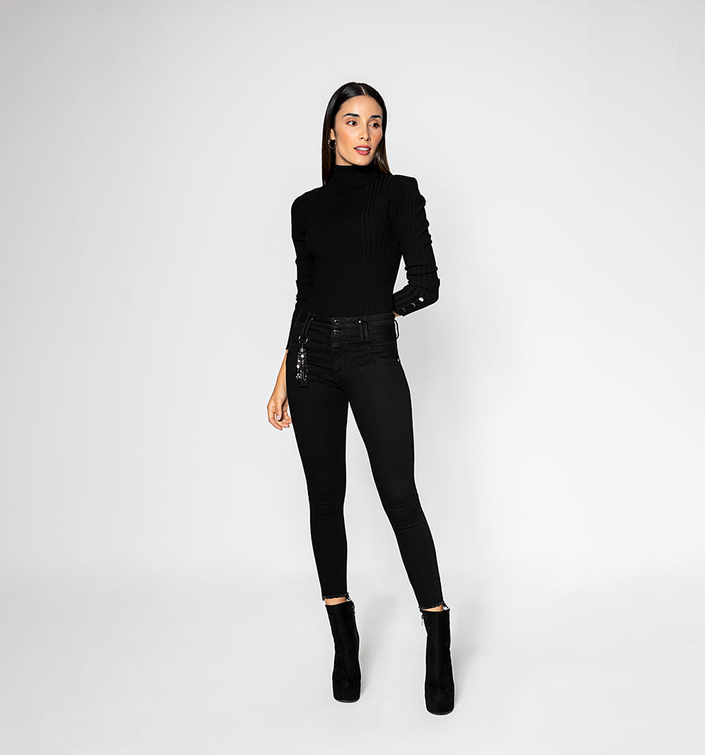 Jeans ultra slim tiro medio con borla bo