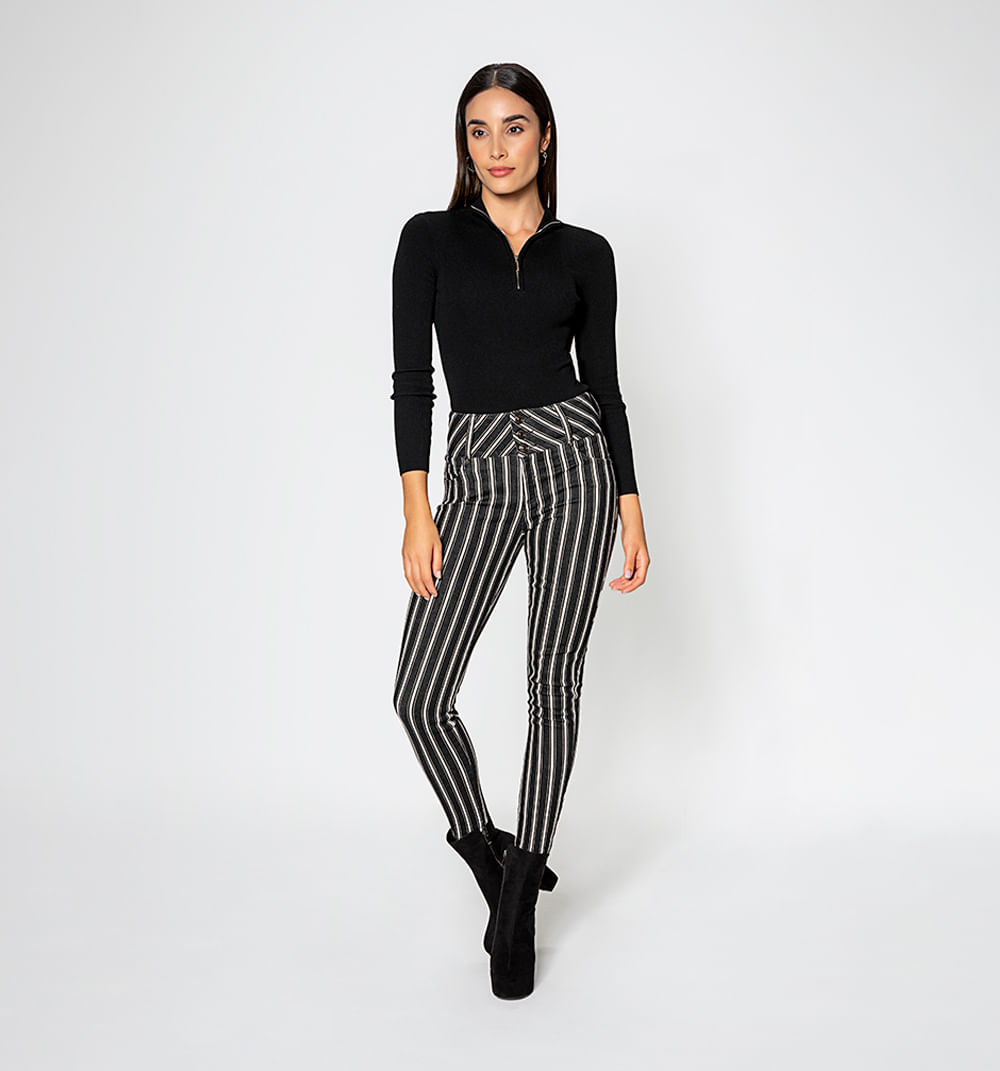 Jean ultraslim tiro alto, pretina ancha