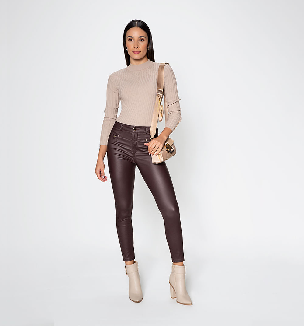Jegging tiro alto negro en pu