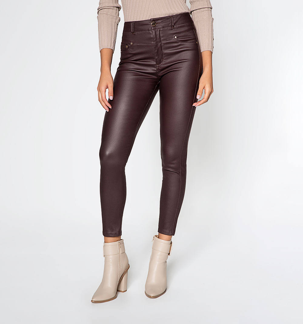 Jegging tiro alto negro en pu