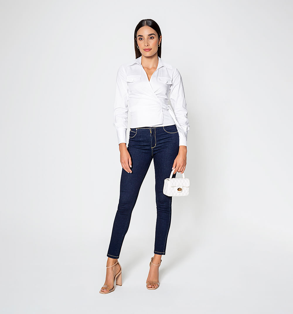 Blusa  manga larga  frente cruzado tira