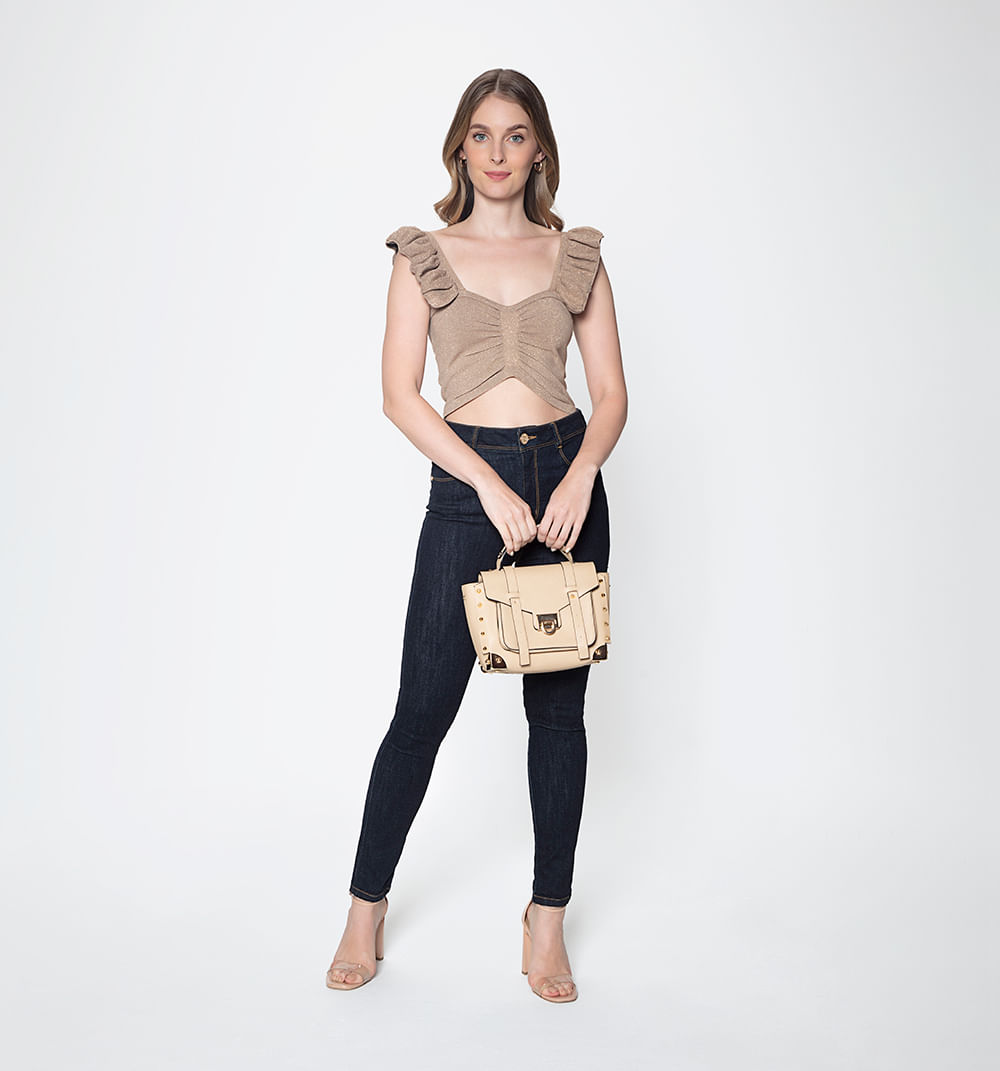 Blusa corta con zurcido delantero