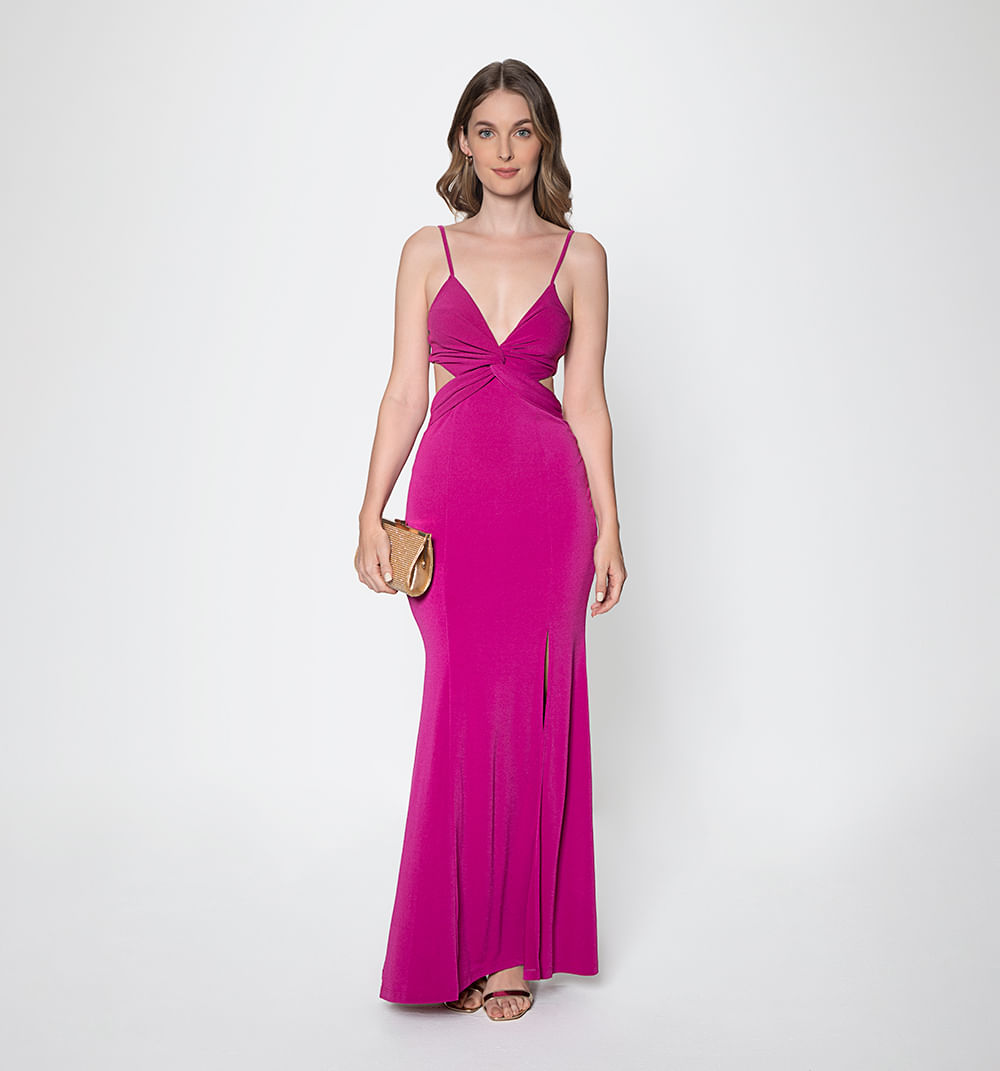 Vestido largo de tiras con entorche