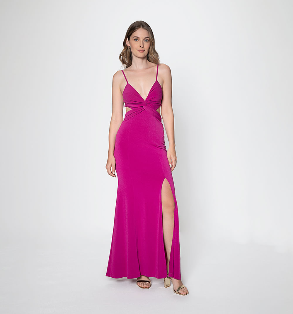 Vestido largo de tiras con entorche