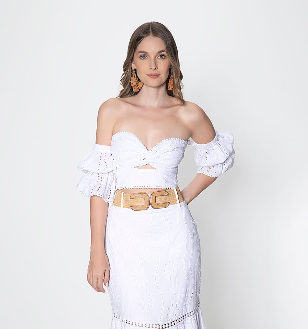 Blusa crop manga corta  con entorche en