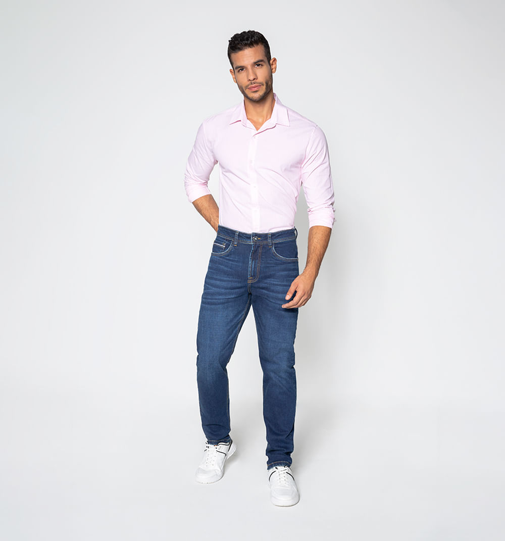 Camisa básica manga larga slim fit