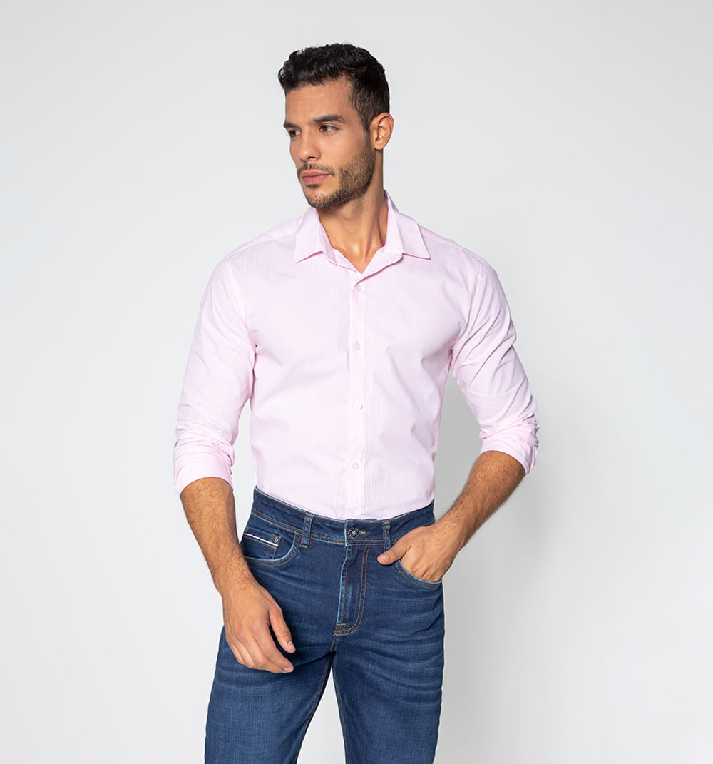 Camisa básica manga larga slim fit