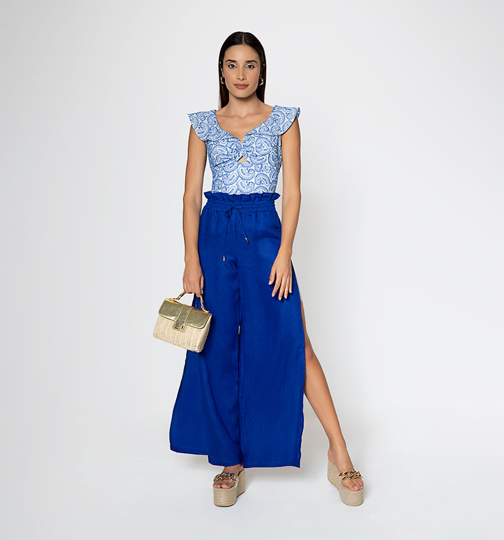 Pantalon palazo con aberturas laterales