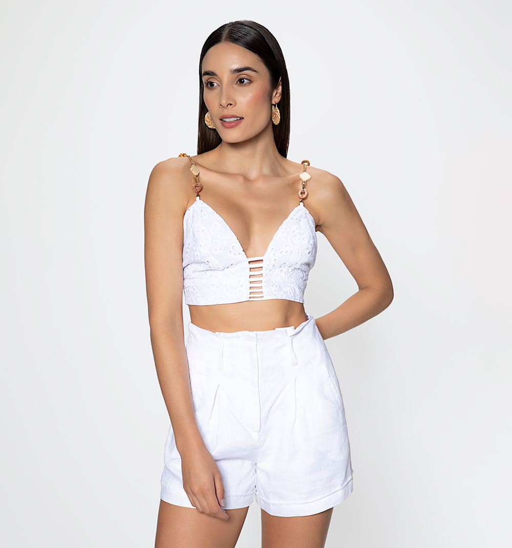 Crop con tiras decorativas