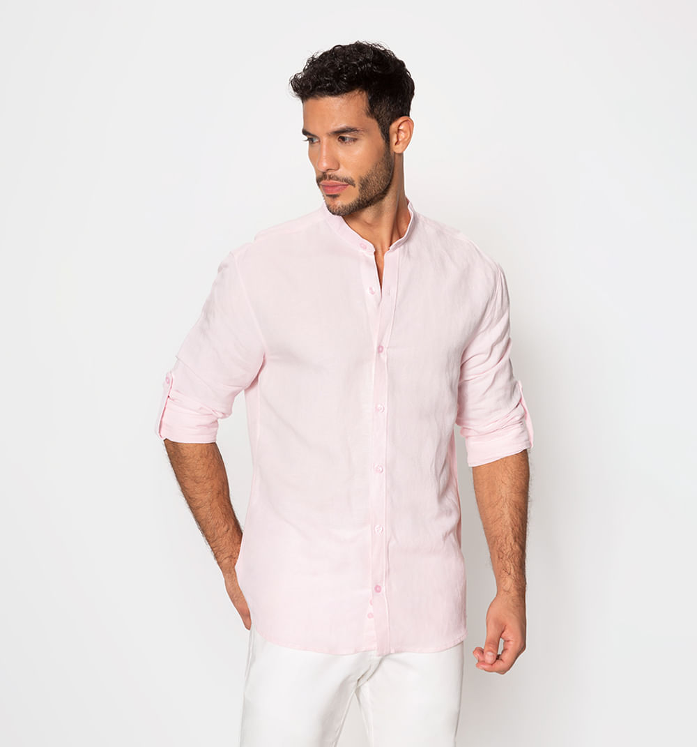Camisa lino manga larga regular fit