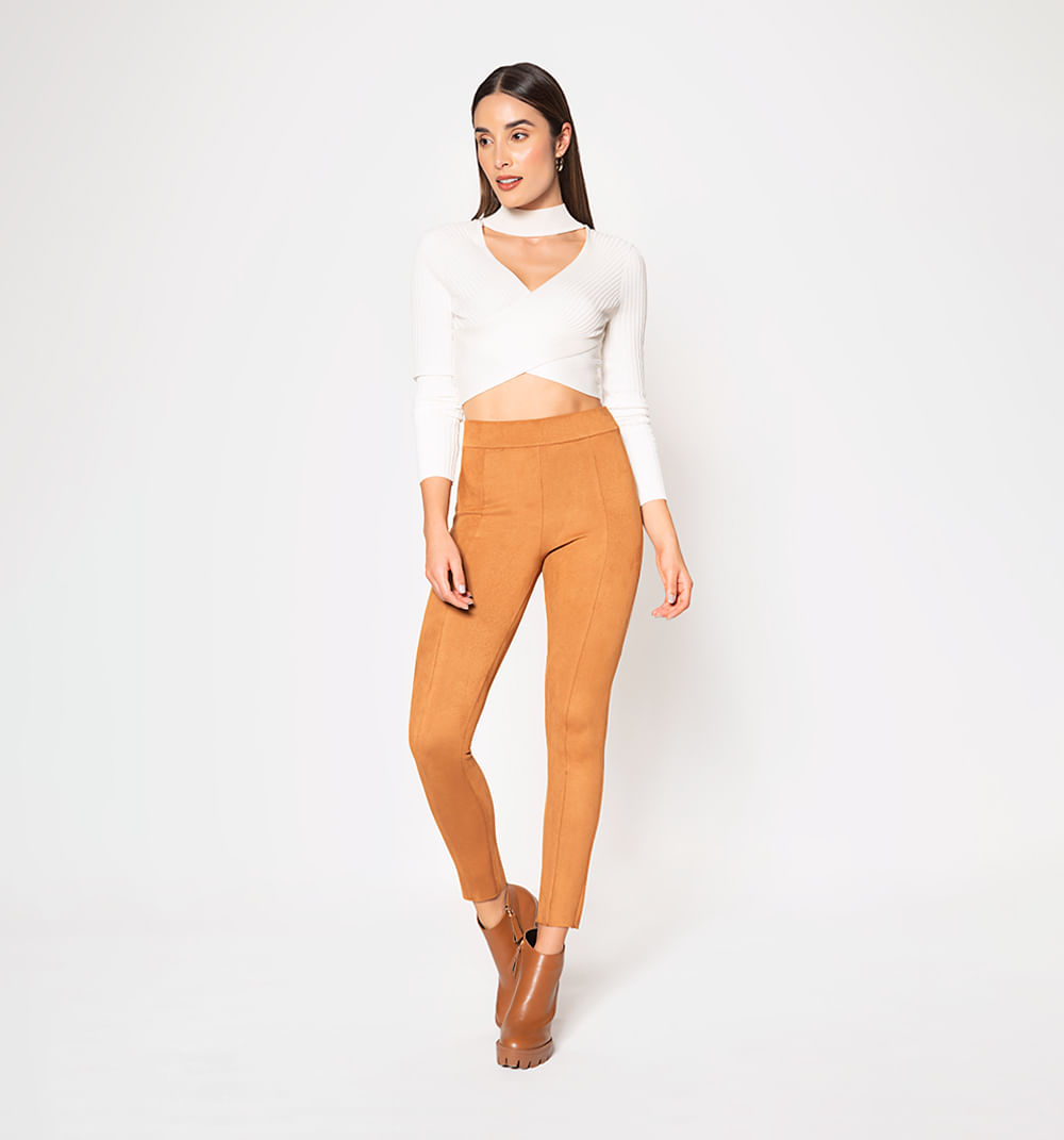 Leggins en suede con bolsillos delantero