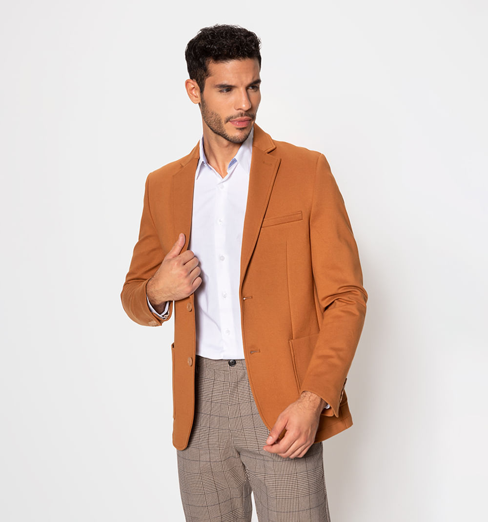 Blazer unicolor en tejido de punto