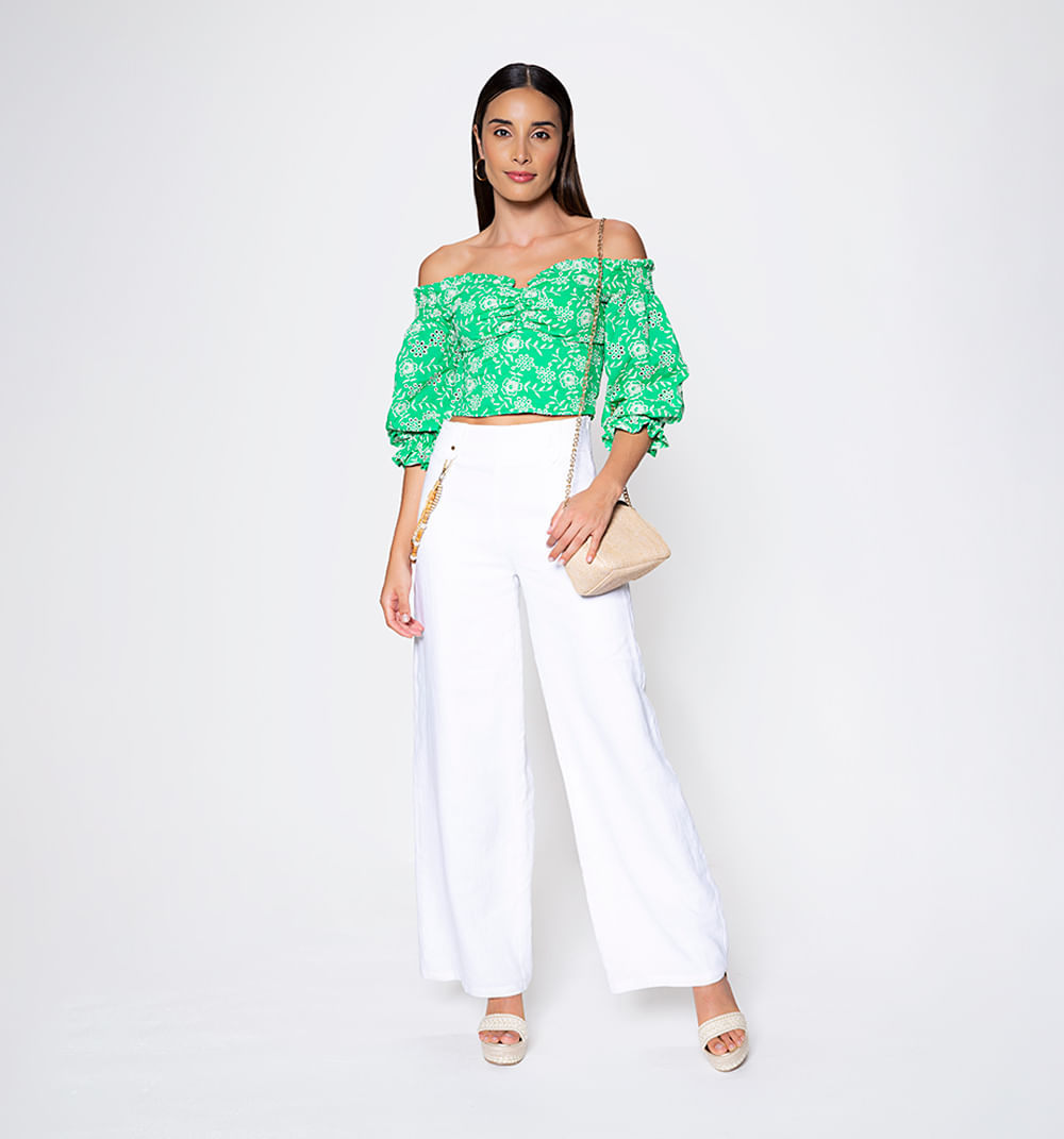 Blusa manga 3/4 con canal en copa