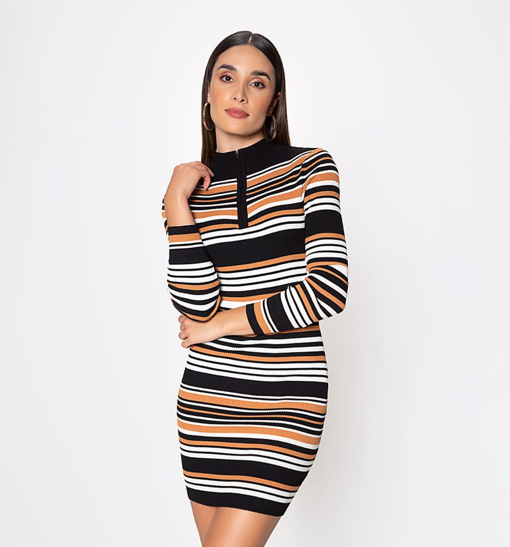 Vestido manga larga cuello alto