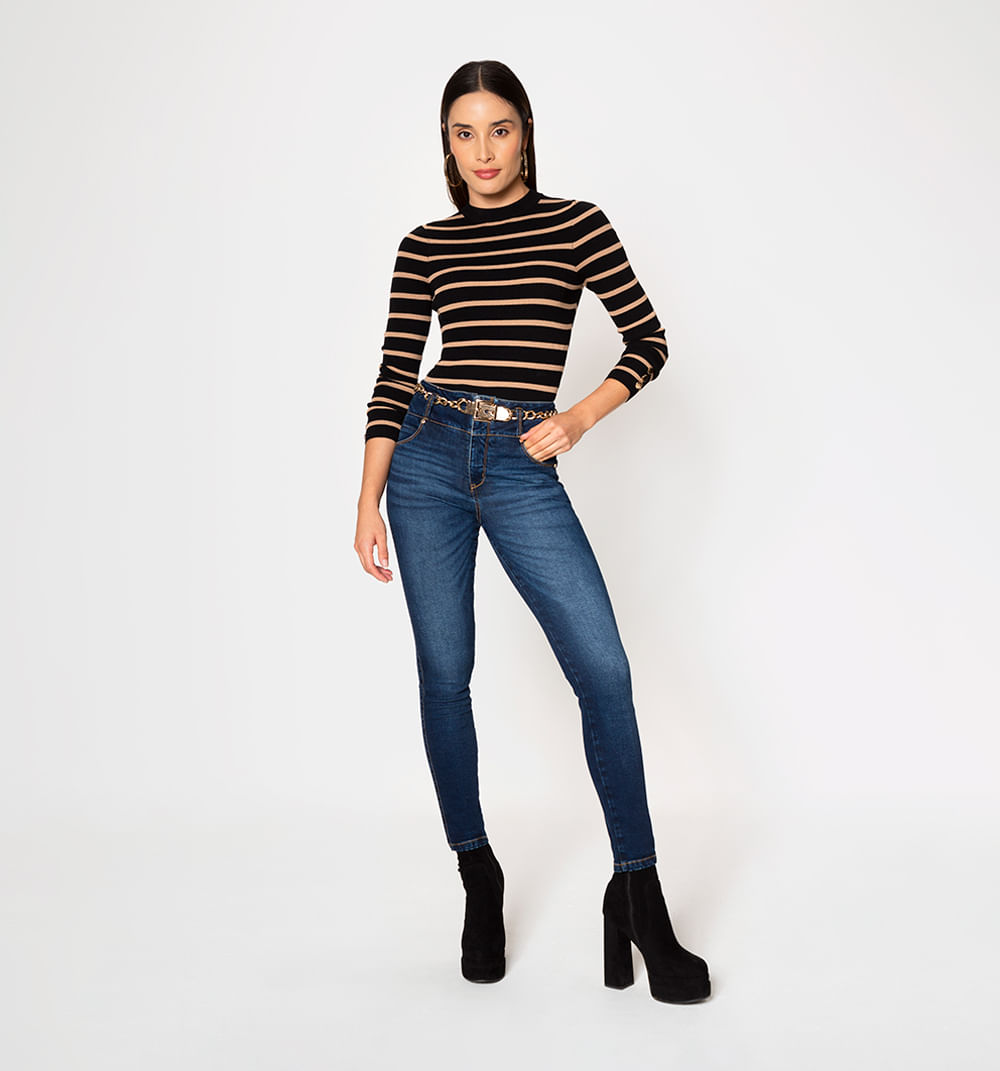 Jeans  skinny tiro alto alto con cinturo