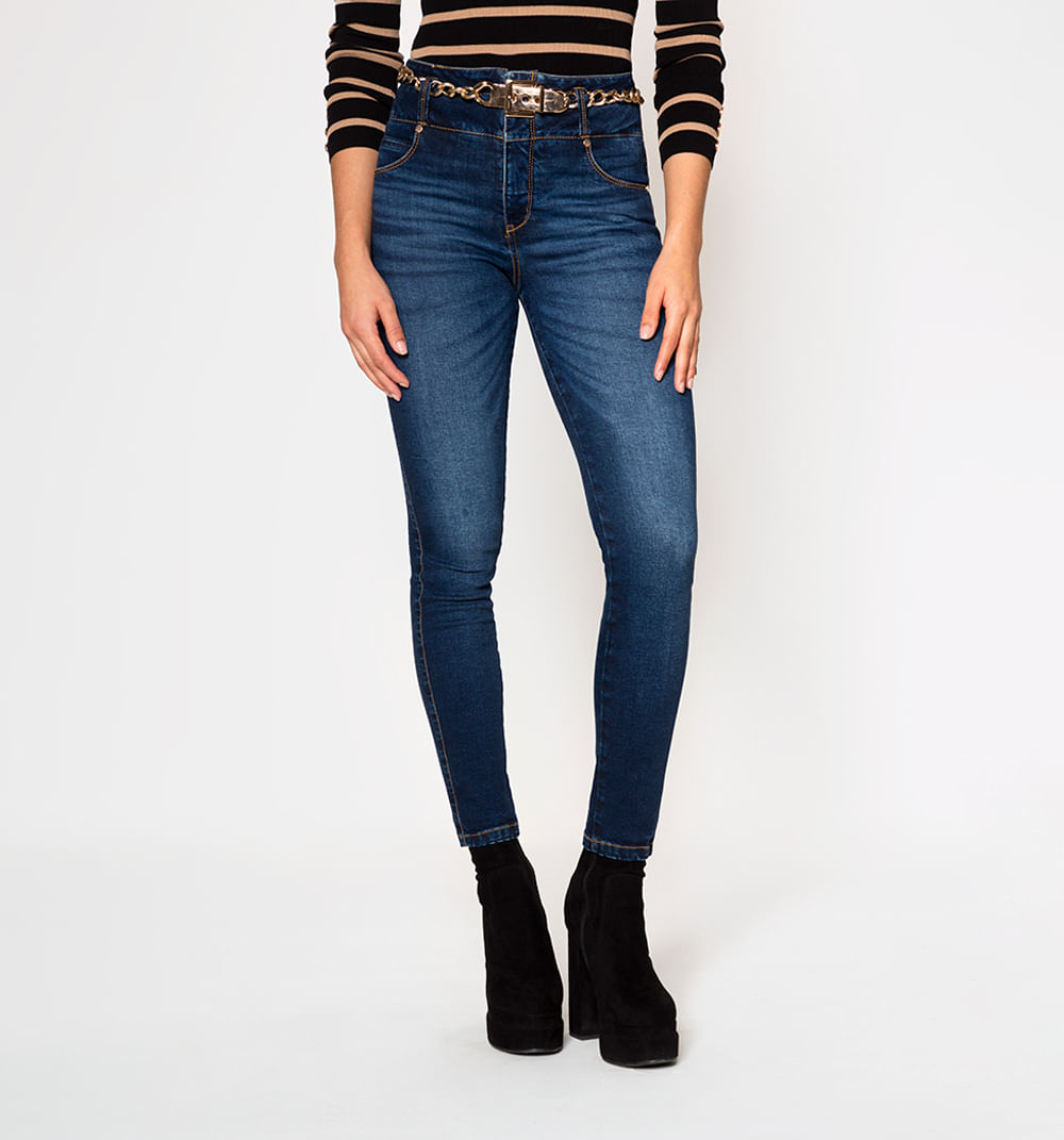 Jeans  skinny tiro alto alto con cinturo