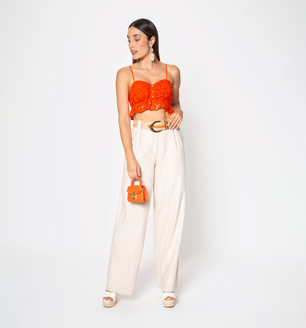 Blusa crop top  con bolero hojarota