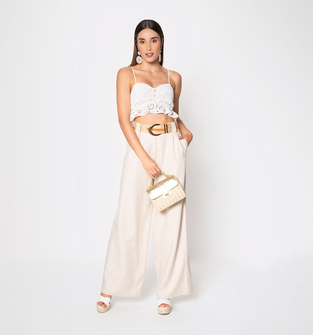 Blusa crop top  con bolero hojarota