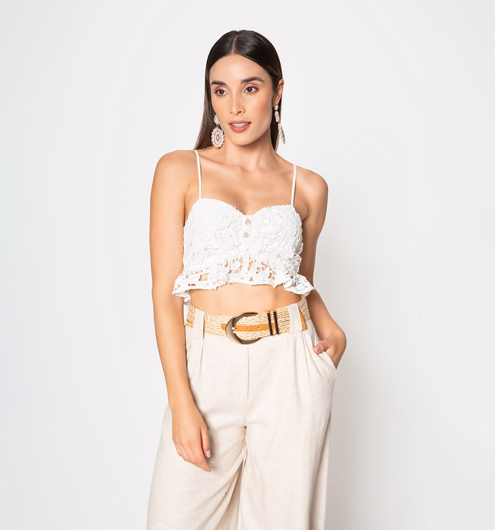Blusa crop top  con bolero hojarota