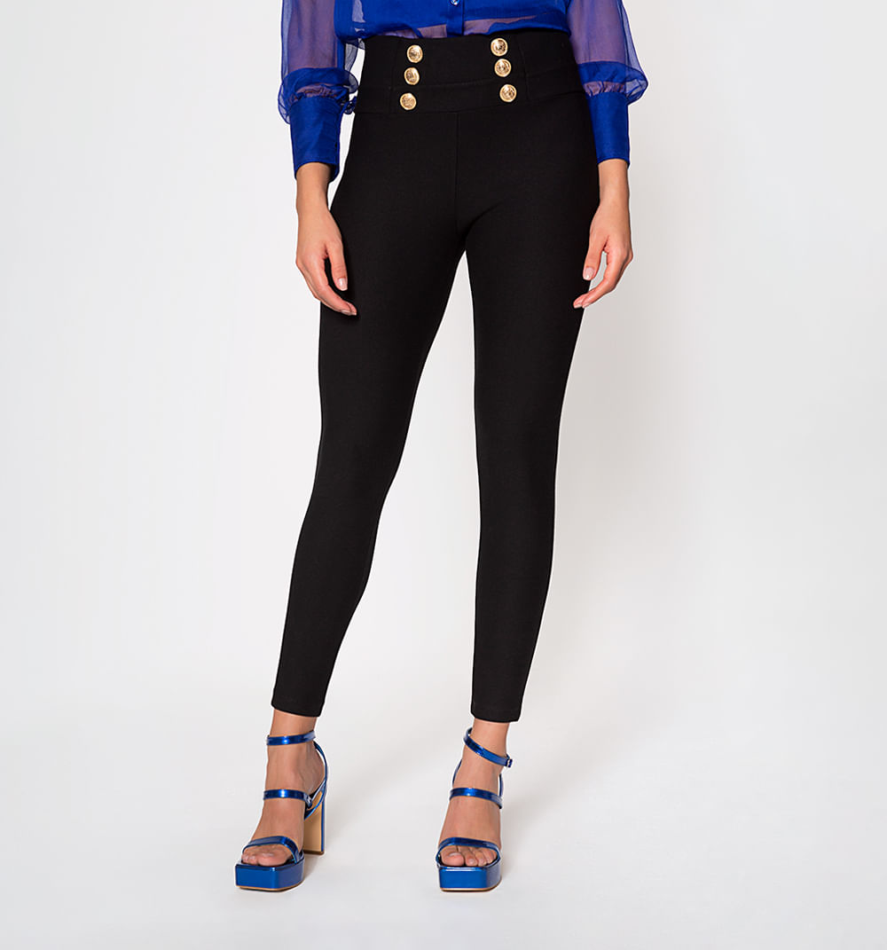 Leggins pitillo pretina ancha con botone