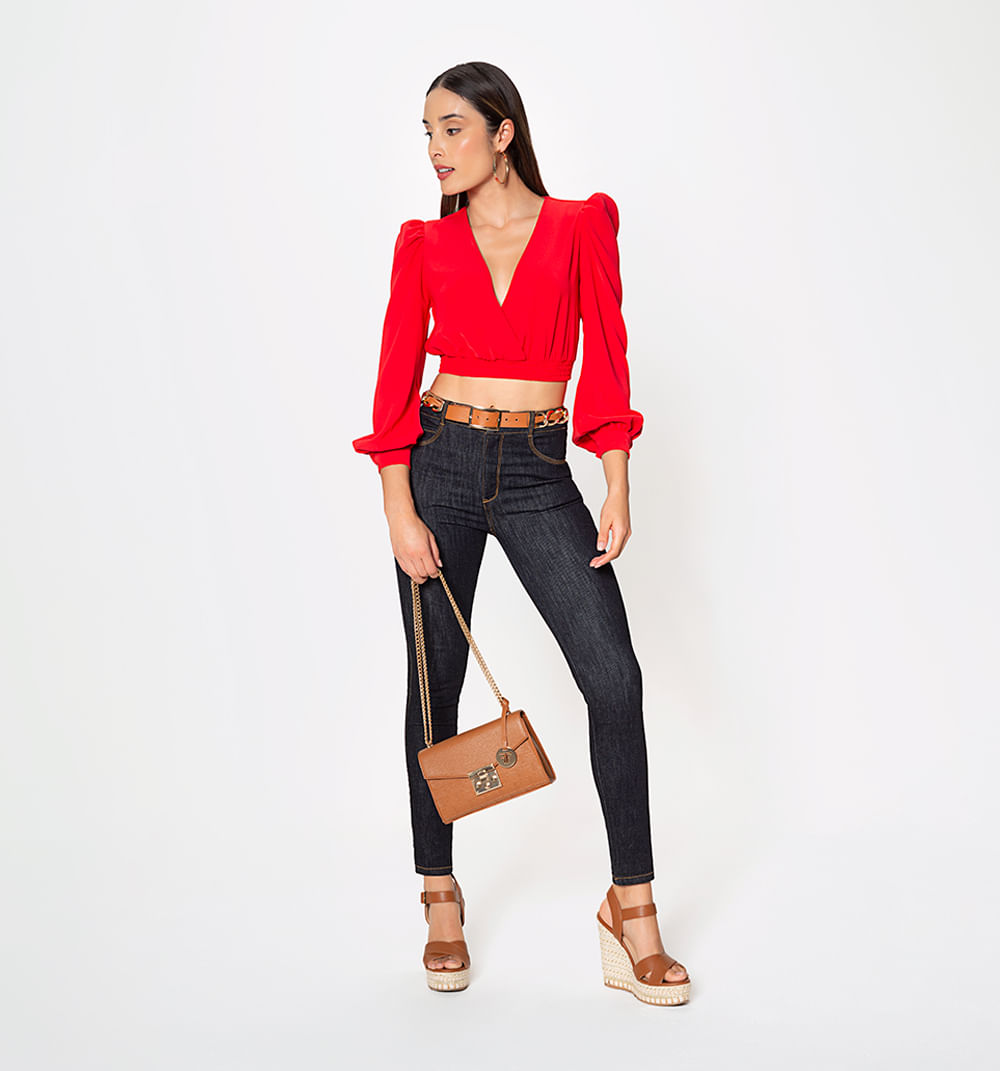 Blusa crop manga larga