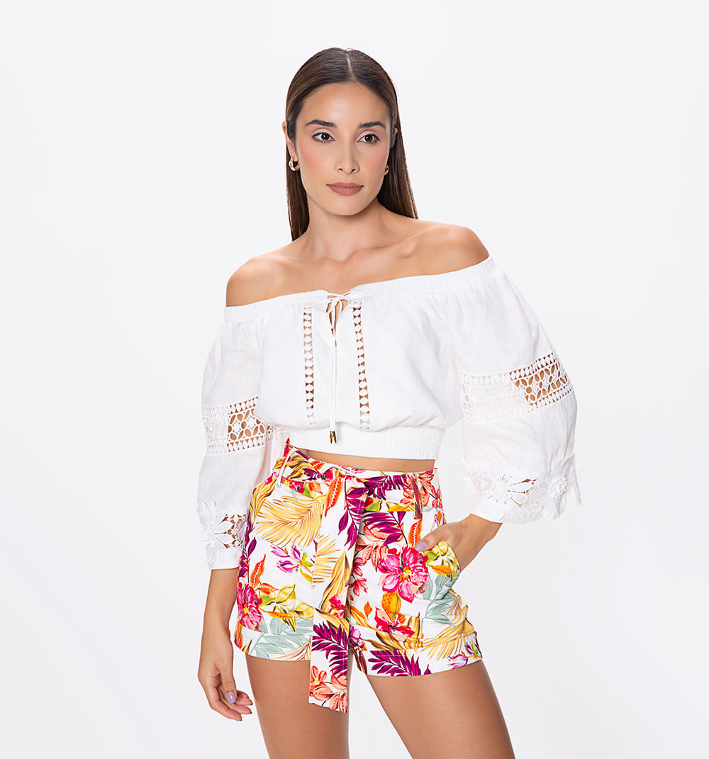 Crop top cuello bandeja