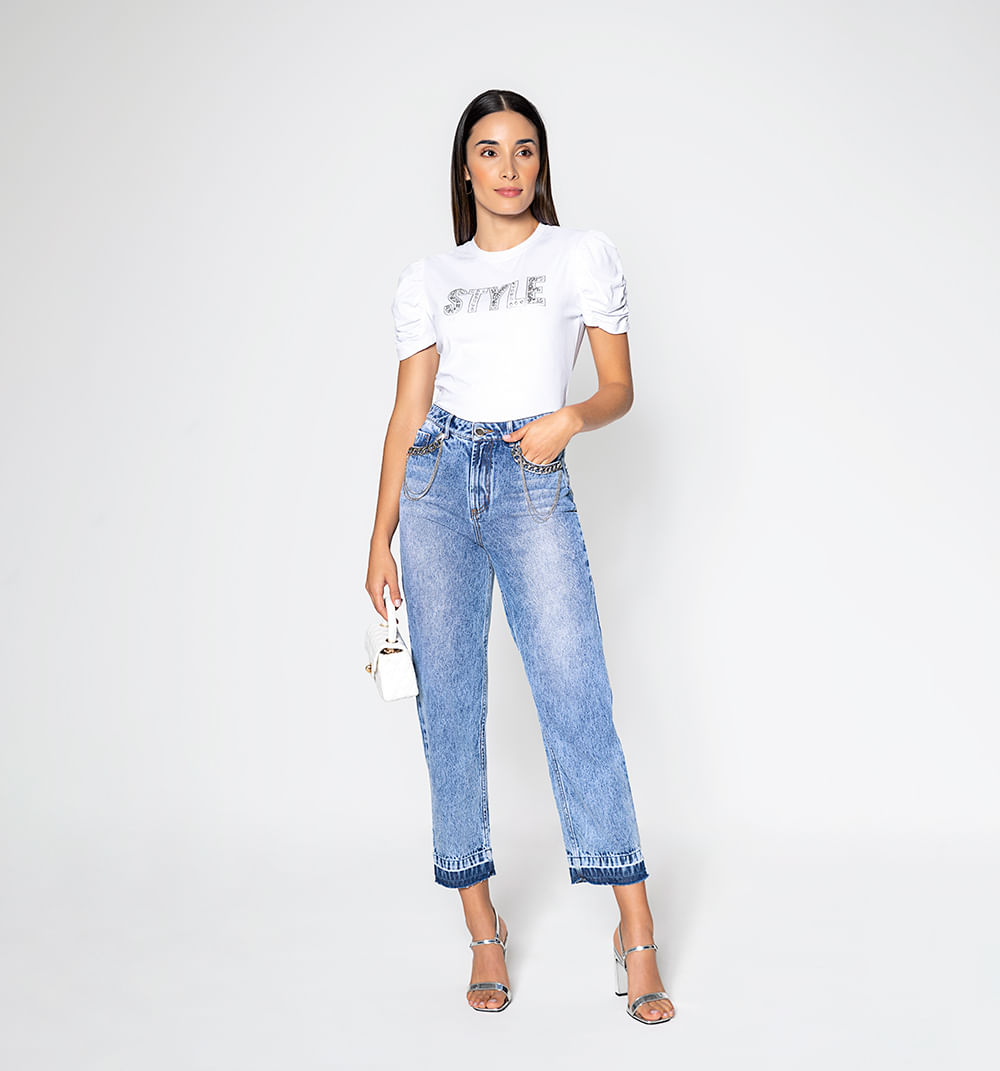 Jean boyfriend cinco bolsillos, tiro alt