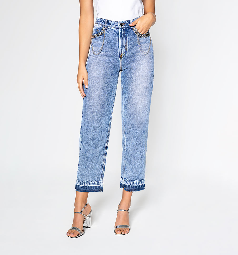 Jean boyfriend cinco bolsillos, tiro alt