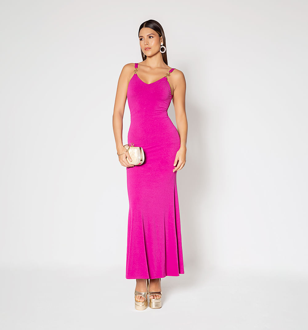 Vestido largo con insumo en tiras