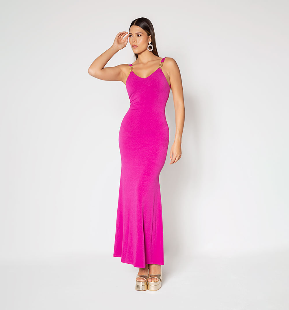 Vestido largo con insumo en tiras