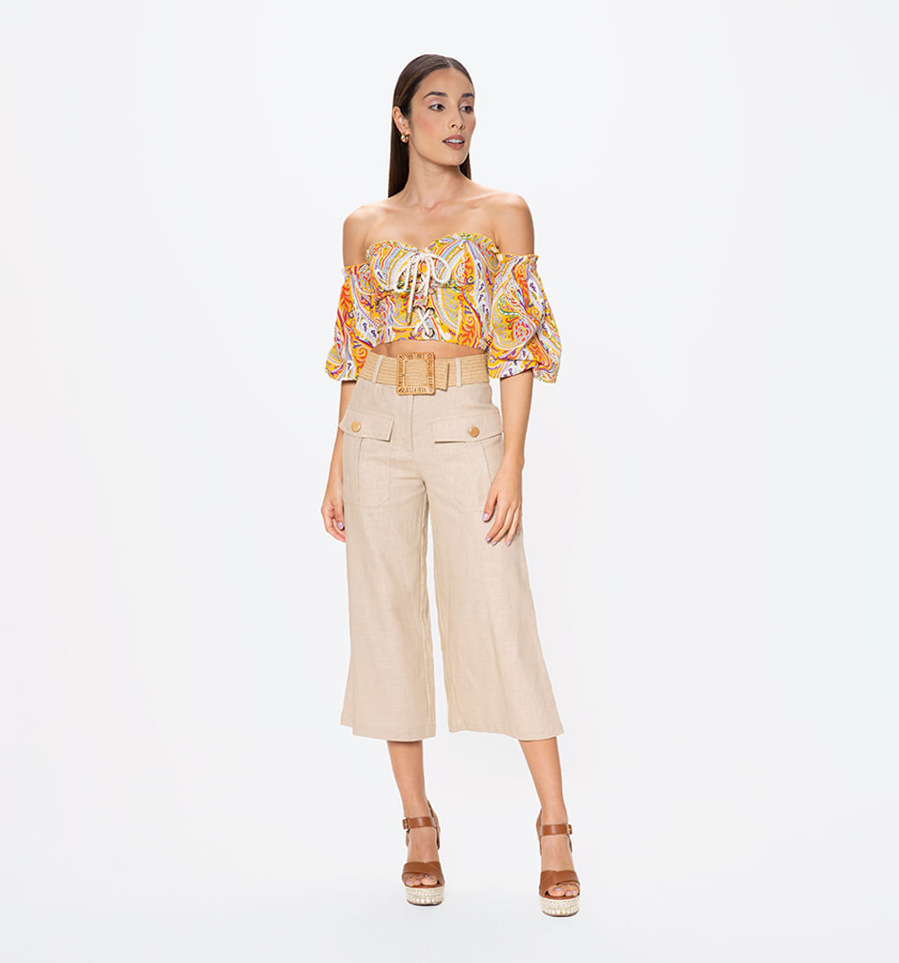 Blusa manga 3/4 con ojaletes