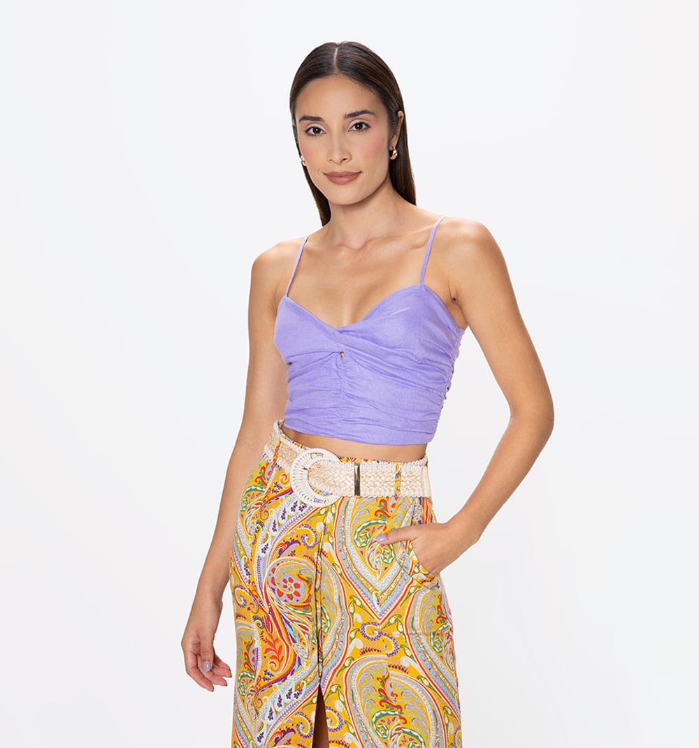 Blusa straple frente entorchado